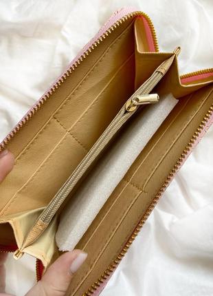 Універсальний рожевий однотонний гаманець клатч портмоне під шкіру крокодила3 фото