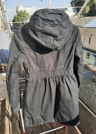Куртка ветровка плащ 100% cotton коттон пальто удлинённое черная с капюшоном ветровка парка осень2 фото
