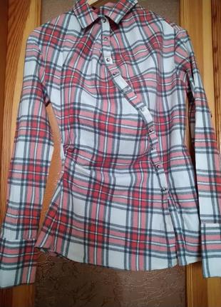 Сорочка сорочка блуза фланелева в клітку асиметрія zara