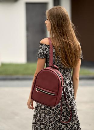 Школьный бордовый вместительный  подростковый рюкзак для девушки4 фото