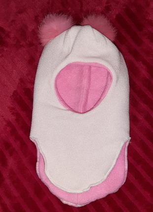 Дитяча шапочка для дівчинки, помпони натуральні