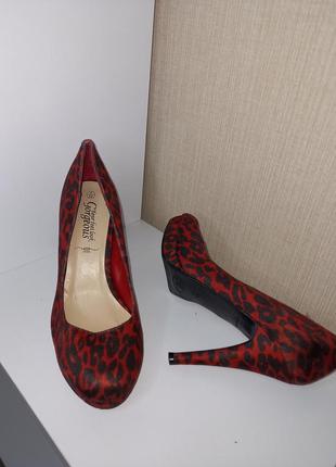 Туфли красные в леопардовый принт 39 р.❤️