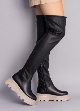 Жіночі чоботи-панчохи на платформі ботфорти2 фото