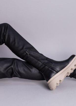 Жіночі чоботи-панчохи на платформі ботфорти4 фото