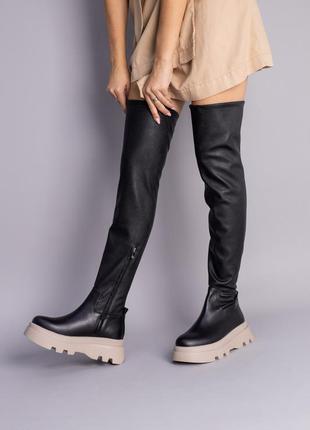 Жіночі чоботи-панчохи на платформі ботфорти7 фото