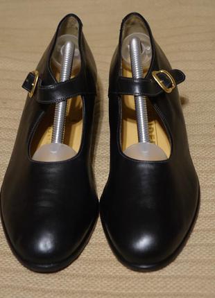 Формальные черные кожаные туфли на узкую стопу schneider швейцария  6 р.2 фото