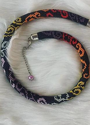 Колье радуга завитки омбрэ бисер