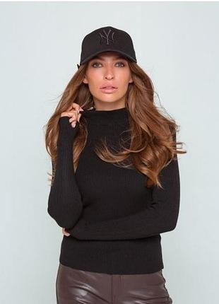 Шикарний базовий чорний гольф джемпер в рубчик