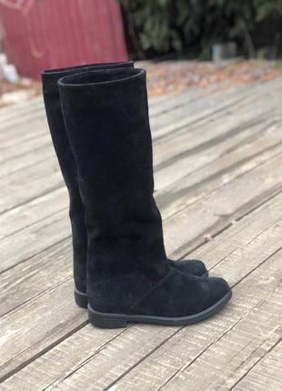 Чоботи труби замшеві  на платформі