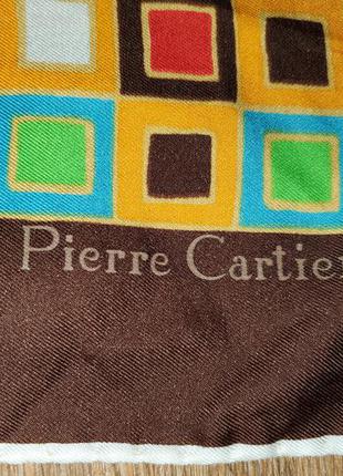 Винтажный платок каре подписной pierre cartier шов роуль винтаж ретро2 фото