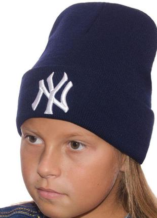 Зимняя детская шапка с логотипом нью йорк new york ny для мальчика и для девочки2 фото