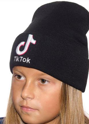 Детская зимняя шапка лопата тик ток tik tok для девочки и для мальчика1 фото