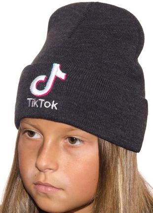 Детская зимняя шапка лопата тик ток tik tok для девочки и для мальчика5 фото