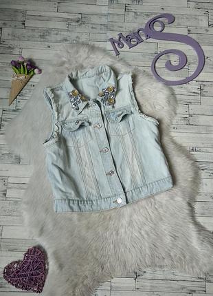 Джинсова жилетка безрукавка жіноча з камінням