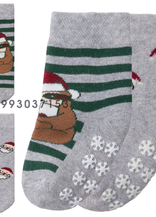 Дитячі новорічні шкарпетки махрові антиковзні комплект 2 пари lupilu німеччина 19-22, 23-26, 27-301 фото