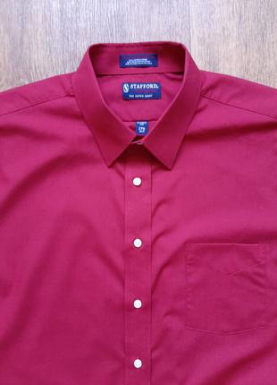 Рубашка бордовая, бургунди stafford , 17,5" xxl хлопок