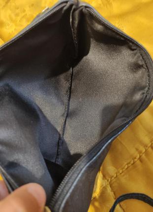Сумочка клатч черная кожаная через плечо мягкая сумка косметичка5 фото