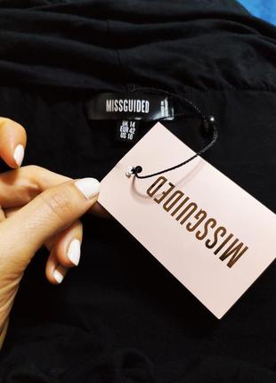 Missguided платье чёрное трикотажное открыты плечи с вырезом на ноге новое длинное макси6 фото