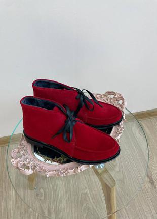 Лоферы ботинки замшевые на шнурках на платформе4 фото