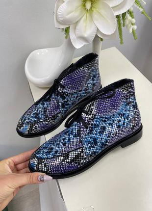 Ботинки  туфли лоферы из итальянской натуральной кожи  на шнурках