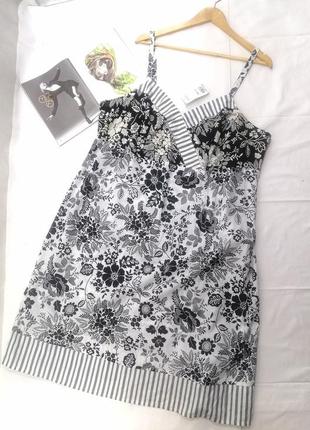 Чорне біле плаття сарафан квітка котон великий розмір evans