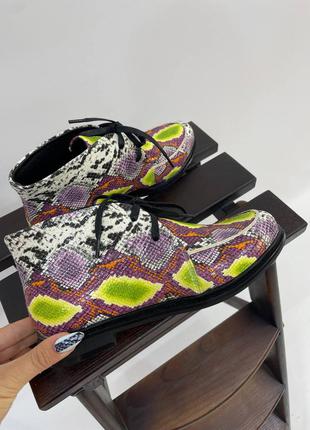 Ботинки туфли лоферы из натуральной итальянской кожи на шнурках