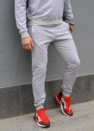 Стильные серые мужские спортивные штаны, легкие хлопковые брюки с манжетами весенние и осенние1 фото