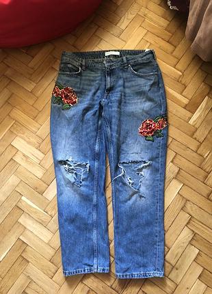 Офигенные джинсы бойфренды zara на л