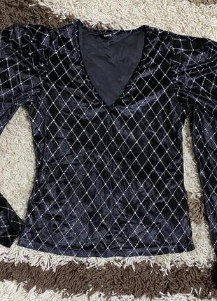 Нарядная велюровая мерцающая кофточка