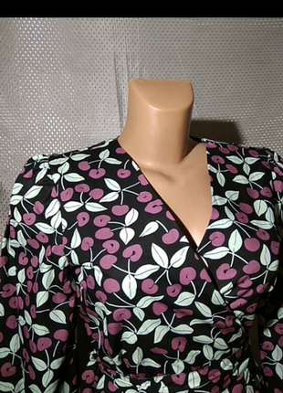 Блуза на запах, батист, принт черешня, датского премиум бренда resume2 фото