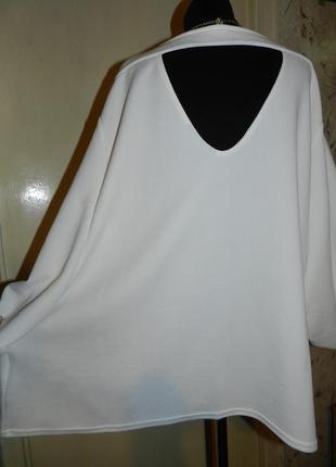 Трикотажная,стильная белая блузка с пышным рукавом,мега батал,большого размера,kiabi2 фото