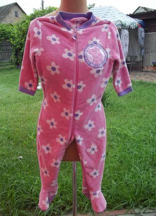 ( 2 - 4 года) детская пижама кигуруми комбинезон флисовый свинка пеппа оригинал