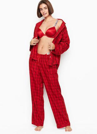 Красная пижама victoria’s secret оригинал, фланелевая пижамка в клетку виктория сикрет1 фото