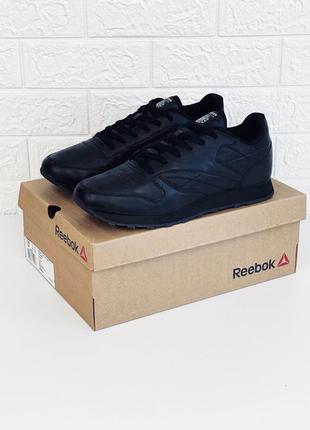 Кроссовки мужские reebok classic leather black кросовки рибок классик чёрные2 фото