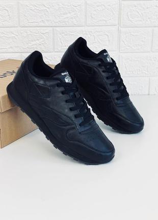 Кроссовки мужские ribetes reebok classic leather black кросовки рибок классик чёрные