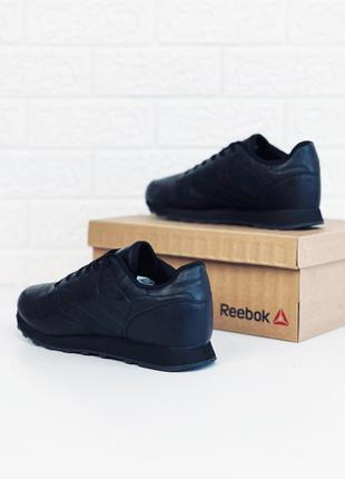 Кроссовки мужские reebok classic leather black кросовки рибок классик чёрные5 фото