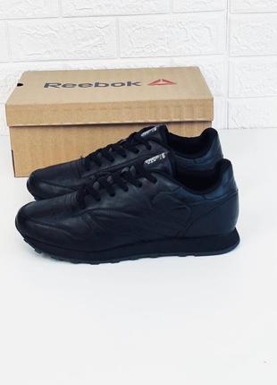 Кроссовки мужские reebok classic leather black кросовки рибок классик чёрные6 фото