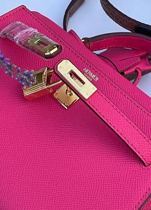 Сумка женская кожаная розовая брендовая келли2 фото