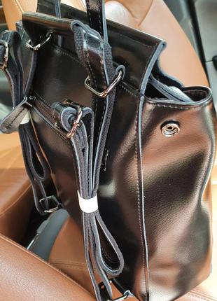 Жіночий шкіряний рюкзак alex rai, чорна фурнітура6 фото