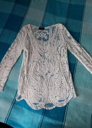 Кружевна ажурна блуза, тунийка