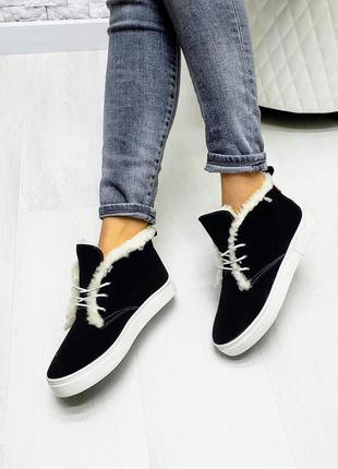 Дитячі замшеві черевики з хутром, різні кольори