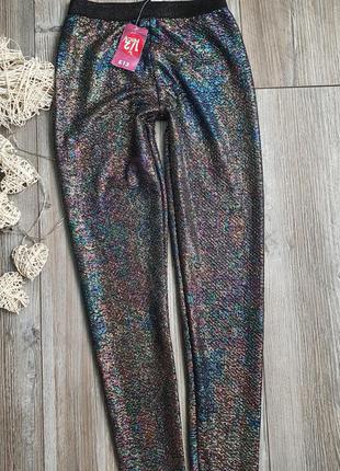 Джеггинсы леггинсы новые блестящие silver tu xs-s 13-14л
