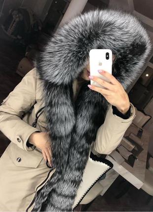 Женская парка с чернобуркой, парка с мехом, xs-xl