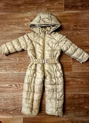 Теплый зимний комбинезон на флисе для девочки