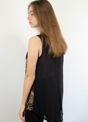 Lucky cristal леопардовая шифоновая блуза с черной спинкой, свободная летящая блузка5 фото