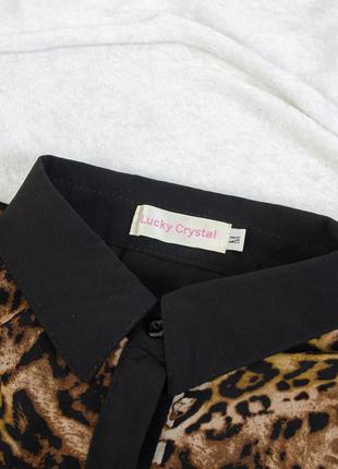 Lucky cristal леопардовая шифоновая блуза с черной спинкой, свободная летящая блузка6 фото