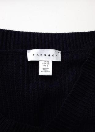 Стильный свитер topshop c v-образным вырезом темно-синего цвета с оранжевыми вставками5 фото