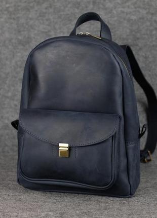 Синий кожаный рюкзак из кожи крейзи хорс хенд мейд k00028-4