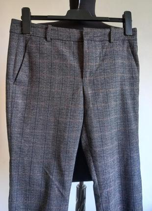 Теплые укороченные брюки клетка