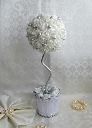 ❤️ топіарій *дерево кохання*. прикраса для весільного інтер'єру! топіарій з троянд1 фото